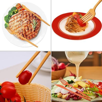 6 Pack Wheat Straw Cutlery, Portable Travel Utensils Spoon Fork Knife, Reusable Flatware Set with Case for Travel Office Lunch Camping Daily Use(6 Colors)