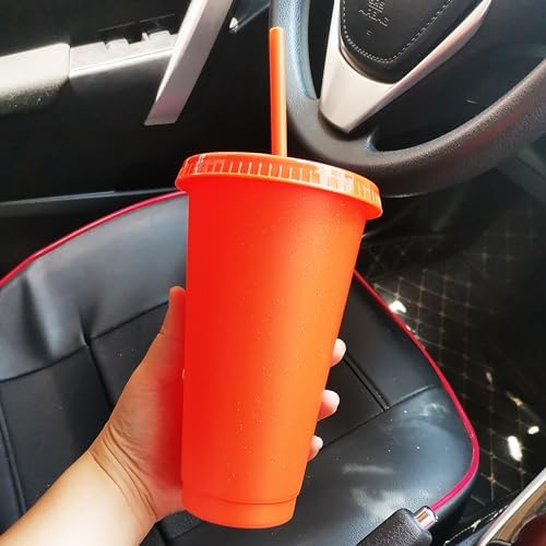 Suertestarry Tumbler with Straw and Lid,Water Bottle Iced Coffee Travel Mug Cup,Reusable Plastic Cups,Perfect for Parties,Birthdays,24oz-5 Pack (Beautiful, 10 pack)