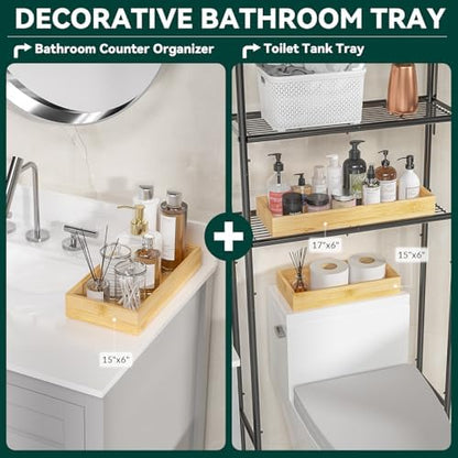 Lixple Bamboo Drawer Organizer, Narrow Stackable Cutlery Tray for Kitchen, 2 Pcs Silverware & Utensil Box, 12" x 3" x 2" (Outer), 11.3" x 2.3" x 1.77" (Inner)
