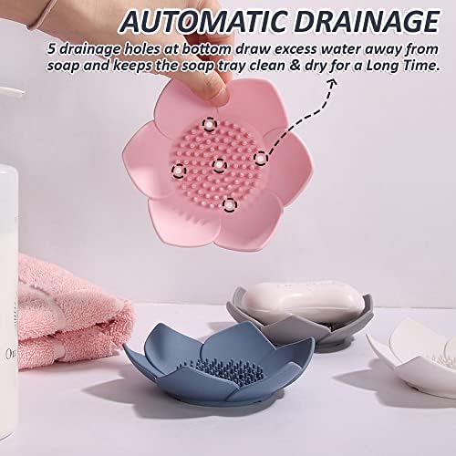 2 Pack Silicone Soap Tray Dishes Soap Holder Saver Draining Bathroom Shower Sink Bathtub