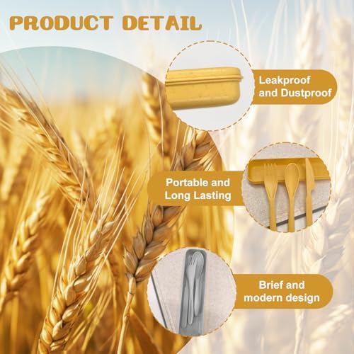 60 Sets Wheat Straw Silverware Set Bulk Wheat Straw Cutlery Lunch Box Accessories Reusable Travel Utensils Set with Case for Operation Christmas Child Items Bulk Kids Adults Camping (Bright Color)