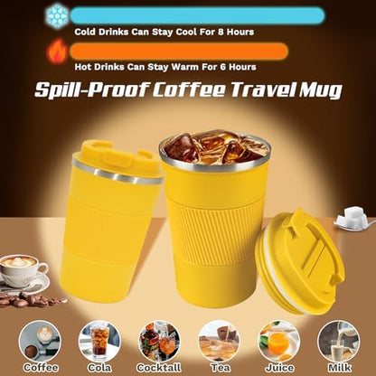 Vacuum Insulated Stainless Steel Travel Coffee Mug,Leak Proof Cup with Lid