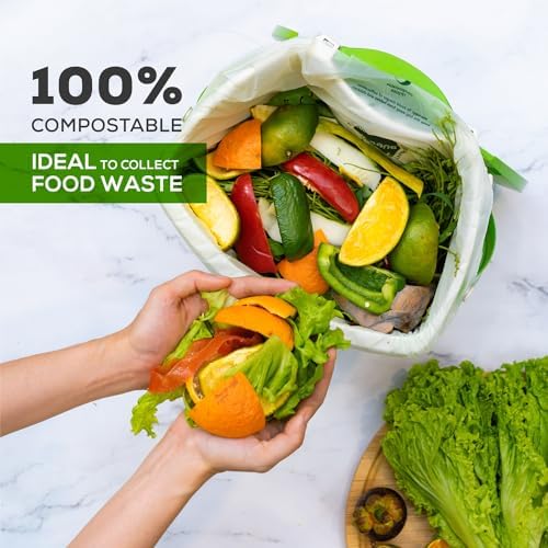 ANECO 100% Compostable Waste Bags 2.6 Gallon (Flat Top Bags, 50 Count)