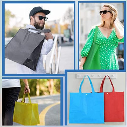 Zhehao 60 Pcs Reusable Grocery Shopping Bags, Non Woven Tote, Multicolor