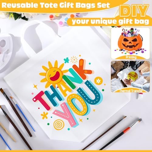Windyun Reusable Grocery Bags Large Non Woven Shopping Bags with Handles Foldable Portable Tote, 16x6x12 Inch
