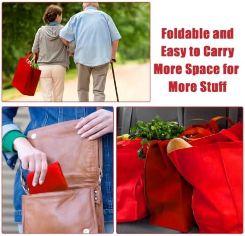 50pcs Reusable Grocery Bags with Handles Non Woven Shopping Tote Bags Bulk