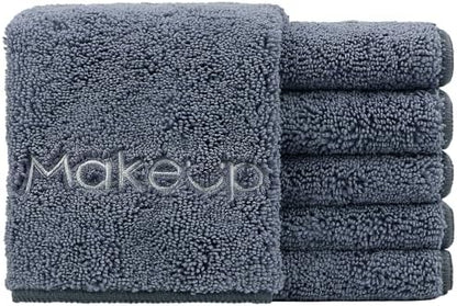 HOMEXCEL Makeup Remover Cloth 6 Pack, Grey Facial Wash Cloth 13x13 Inch