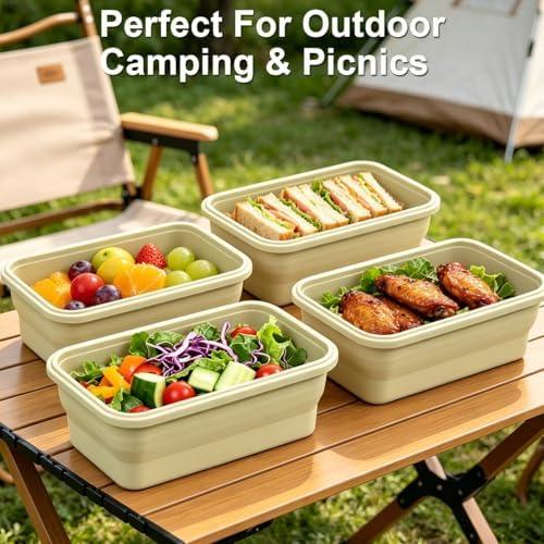 Collapsible Food Storage Containers with Airtight Lid 40.5oz 4 Pack
