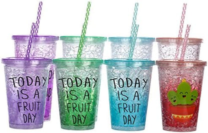 Dakoufish 12 Piece 12 Inch Reusable Plastic Thick Drinking Straws BPA Free Mason Jar Straws Transparent Small Stripe (12inch, Mix 12color)