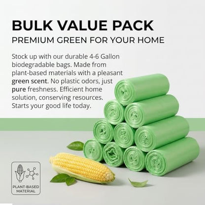 Compost Bags, Compostable Small Trash Bags for Kitchen Compostable Food Scrap Bags For Counter Top Compost Bin Small Kitchen Food Scrap Waste Bags for Compost (4G-100count)