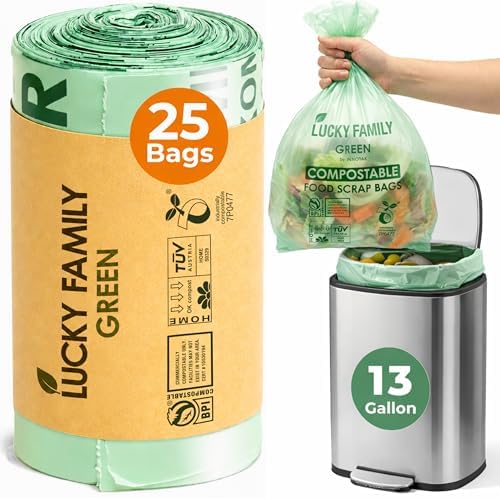 13 Gallon Drawstring Compost Bags for Kitchen Compost Bin, Compostable
