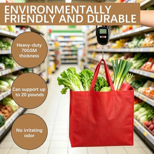 Reusable Grocery Bags 12.6 * 6.3 * 11.8 in - Non Woven Totes Bag with Reinforced Handles, Shopping Bags Bulk