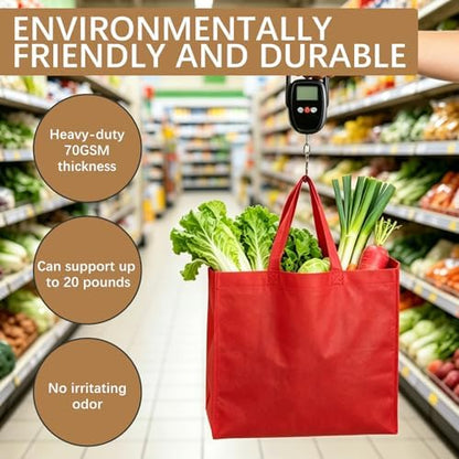 Reusable Grocery Bags 12.6 * 6.3 * 11.8 in - Non Woven Totes Bag with Reinforced Handles, Shopping Bags Bulk