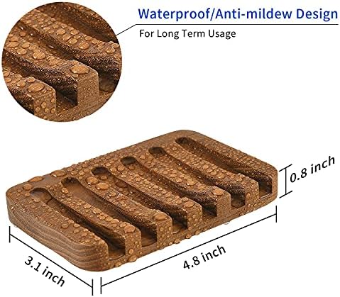 Wooden Soap Dishes for Bathroom Shower,Teak (2P)