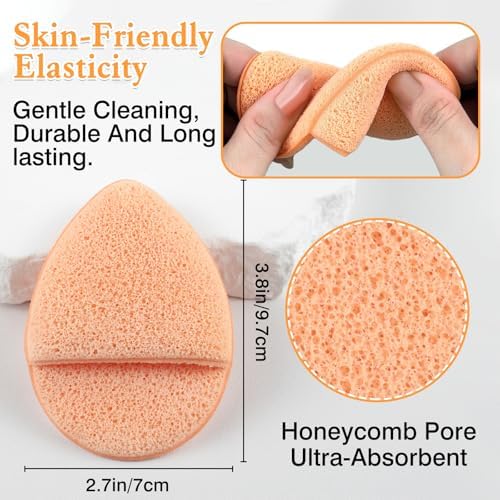 Reusable Face Scrubber Sponges – 3-Pack Gentle Exfoliating Makeup Remover Pads for Face Wash & Daily Skincare (Orange, Yellow, Gray)