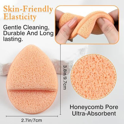 Reusable Face Scrubber Sponges – 3-Pack Gentle Exfoliating Makeup Remover Pads for Face Wash & Daily Skincare (Orange, Yellow, Gray)