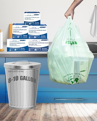 BEIDOU-PAC 8-10 Gallon Compostable Trash Bags, 60 Count - Ideal for Kitchen & Food Scrap Waste, US BPI Certified to ASTM D6400 Standard