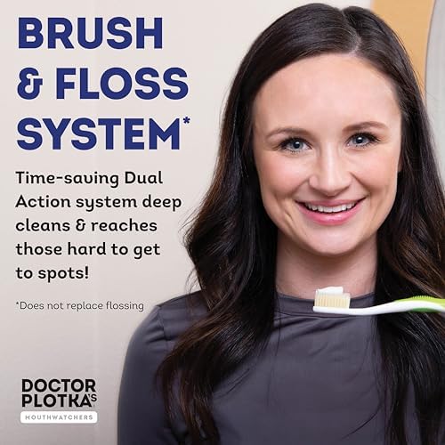 MOUTHWATCHERS Soft Flossing Manual Toothbrush, Adults, 4-Pack, Green