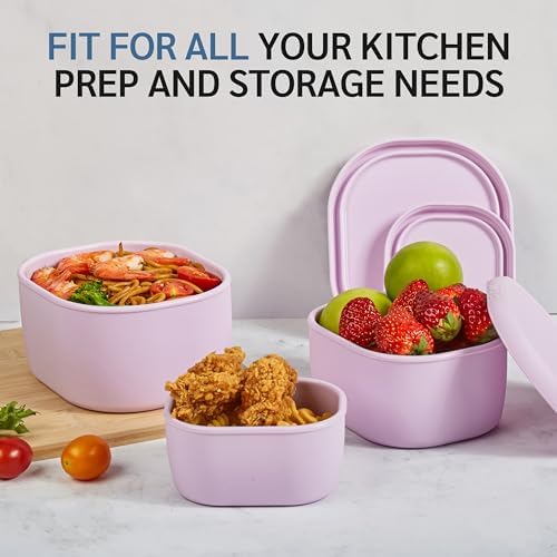 ISSEVE 12Pcs/Set Nesting Silicone Food Storage Containers with Lids, Purple