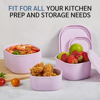 ISSEVE 12Pcs/Set Nesting Silicone Food Storage Containers with Lids, Purple