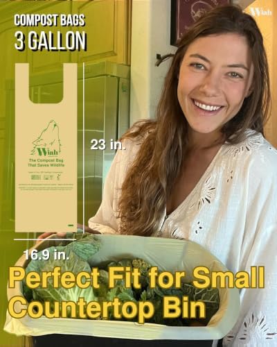 Small Compost Bags for Countertop Bin - Extra Strong Compostable 3 Gallon