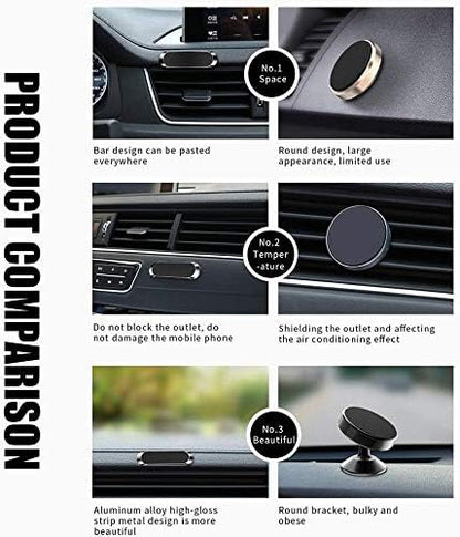 SALEX Flat Magnetic Phone Mounts 2 Pack. Black Cell Phone Holder for Car Dashboard, Wall, Truck. Universal Stick on iPad Wall Magnet Mount Kit for Tablets, Smartphones. Magnetic Phone Mount for iPhone