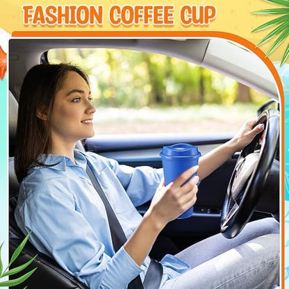 Honeydak 45 Pack 16 oz Reusable Coffee Cups with Lids Water Bottle Iced Coffee Travel Mug Reusable Portable Plastic Tea Tumblers Bulk for Hot and Cold Drinks Birthdays Party(Classic,Multicolor)
