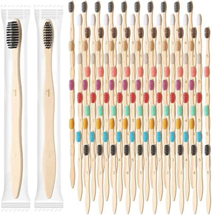Sieral 120 Pcs Bamboo Toothbrushes Bulk, Individually Wrapped,Number
