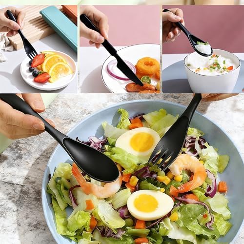 Wheat Straw Travel Cutlery 3pk Portable Knife Fork Spoon with Storage Case