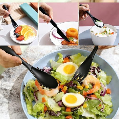 Wheat Straw Travel Cutlery 3pk Portable Knife Fork Spoon with Storage Case