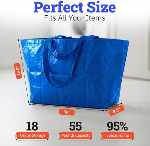 DURASACK Haul-It-All Extra-Large Reusable Shopping Bag, Blue, Pack of 2