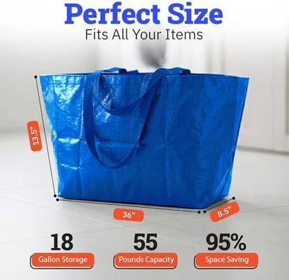 DURASACK Haul-It-All Extra-Large Reusable Shopping Bag, Blue, Pack of 2