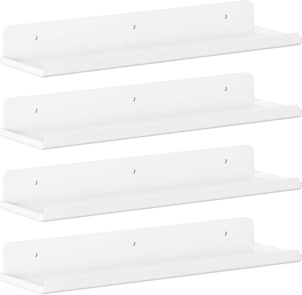 Lifewit Floating Shelves for Wall, 4 Pack White Acrylic Shelf 15" Room Decor for Bookcase/Vinyl Record Display/Photo/Picture in Bedroom, Living Room, Bathroom, Kitchen Storage and Organization