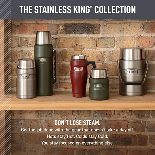THERMOS Stainless King Travel Mug with Handle, 16oz, Matte Light Blue