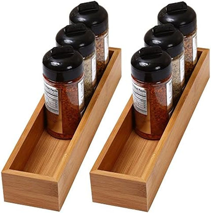 YBM Home Bamboo Drawer Organizer Storage Box for Kitchen Drawer, Junk Drawer, Office, Bedroom, Children Room, Craft, Sewing, and Bathroom, 2 Pack 3x12x2 inch