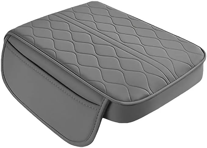 Car Center Console Cushion for 9th Gen Toyota Camry LE SE XLE XSE 2025 2026, Nappa Leather Memory Foam Armrest Cover with Side Storage Pockets, Auto Elbow Support Pad 1pc,Grey