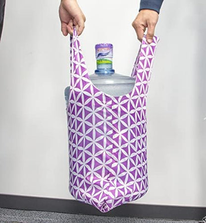 HOLYLUCK Reusable Grocery Bags,Heavy Duty Foldable Shopping Tote Bag (Standard, 3 Purple Geometric Flowers)