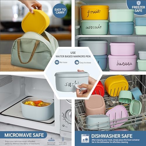 ISSEVE 12Pcs/Set Nesting Silicone Food Storage Containers with Lids