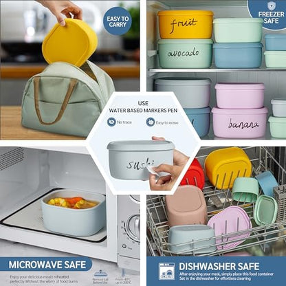 ISSEVE 12Pcs/Set Nesting Silicone Food Storage Containers with Lids