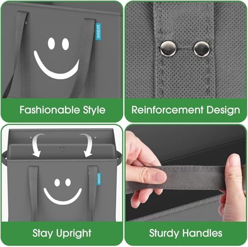 Reusable Grocery Bags 6 PCS, Sturdy Handles & Bottom to Stands Upright