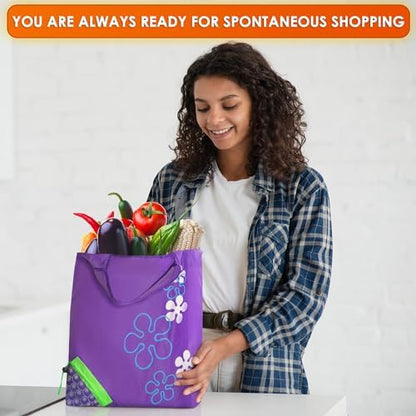 5 Pcs Reusable Grocery Fruit Bags, 15"x15", Washable Tote Bag (5 Colors)