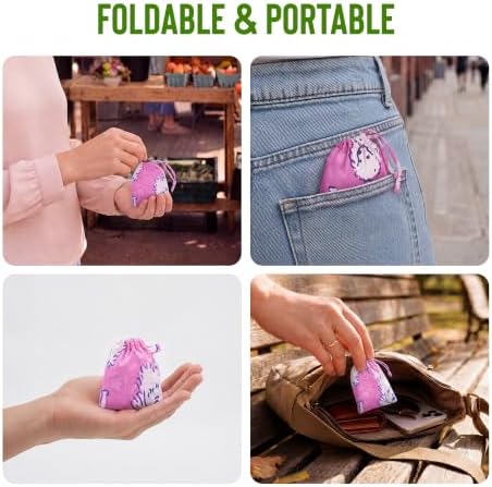 Stelle Lightweight Reusable Grocery Bag with Handles Ripstop Nylon Foldable Tote Shopping Bags for Travel and Groceries