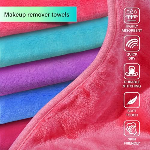 Nugilla Makeup Remover Cloth, 5 Packs Reusable Microfiber Makeup Remover Towels, Face Towel for Women