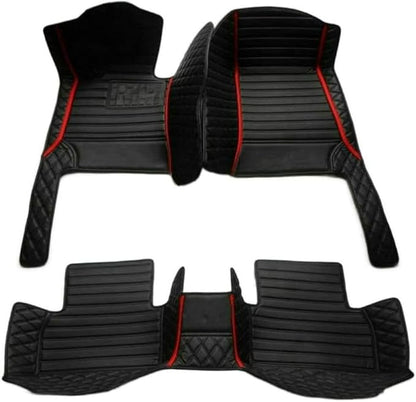 Custome Car Mats Accessories All Weather Floor mats Compatible with Automotive Floor Mats Passenger car mats (All Black red)