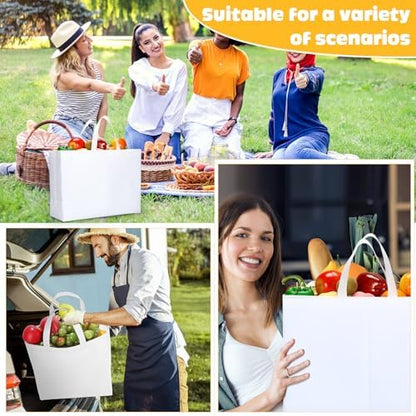 Windyun Reusable Grocery Bags Large Non Woven Shopping Bags with Handles Foldable Portable Tote, 16x6x12 Inch