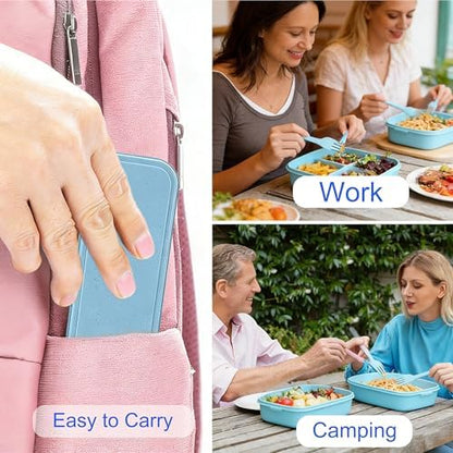Wheat Straw Travel Utensils, BPA Free Reusable Fork Spoon Knife with Case
