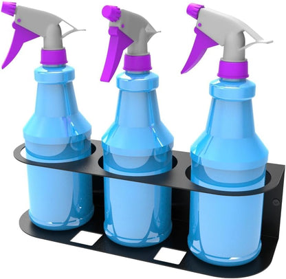 JINGCHENGMEI 2Pcs of 3 Spray Bottles Holder, Steel Wall Mount Storage Organizer for All-Purpose at Garage and Home (SBH-3B2Pcs)