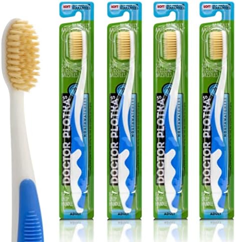 MOUTHWATCHERS Soft Flossing Manual Toothbrush, Adults, 4-Pack, Blue