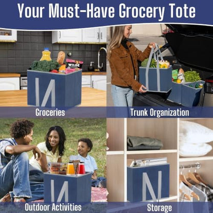 VENO 3 Pack Reusable Grocery Shopping Bags Utility Tote w/Sturdy Handles