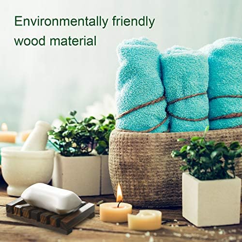 Honoson 5 Pieces Wooden Soap Dish Holder Tray Wood Bar Soap Holder Tray Self Draining Saver for Shower Bathroom Kitchen
